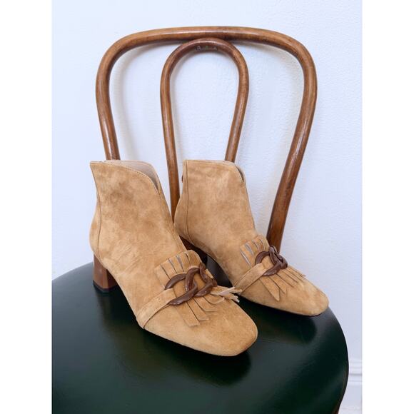 Suede Zipper Ankle Boots with Fringe - Size US 5.5-6 - Picture 1 of 10